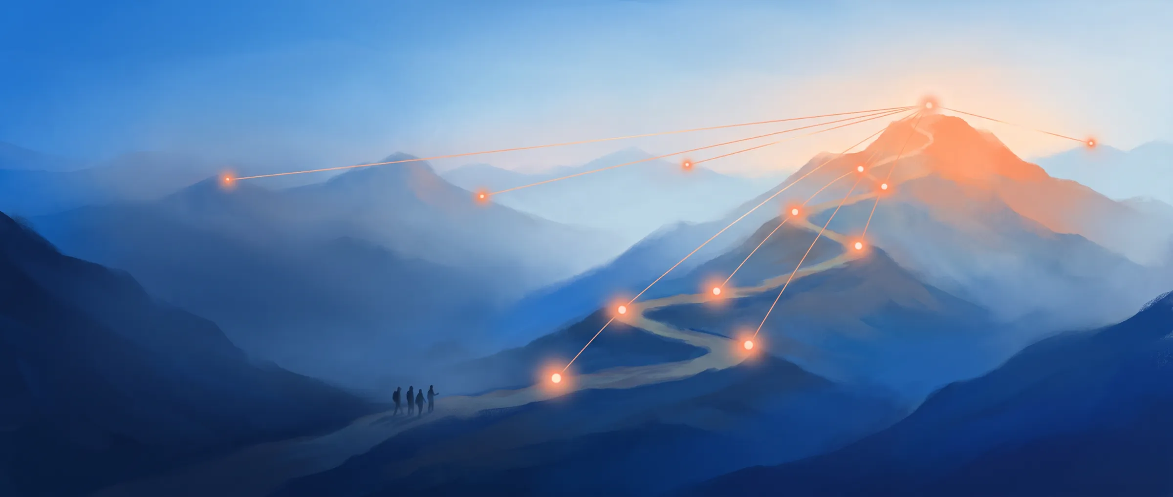 Illustration eines Wegs durch die Alpen als Bild für die Arbeit am eigenen Vorhaben