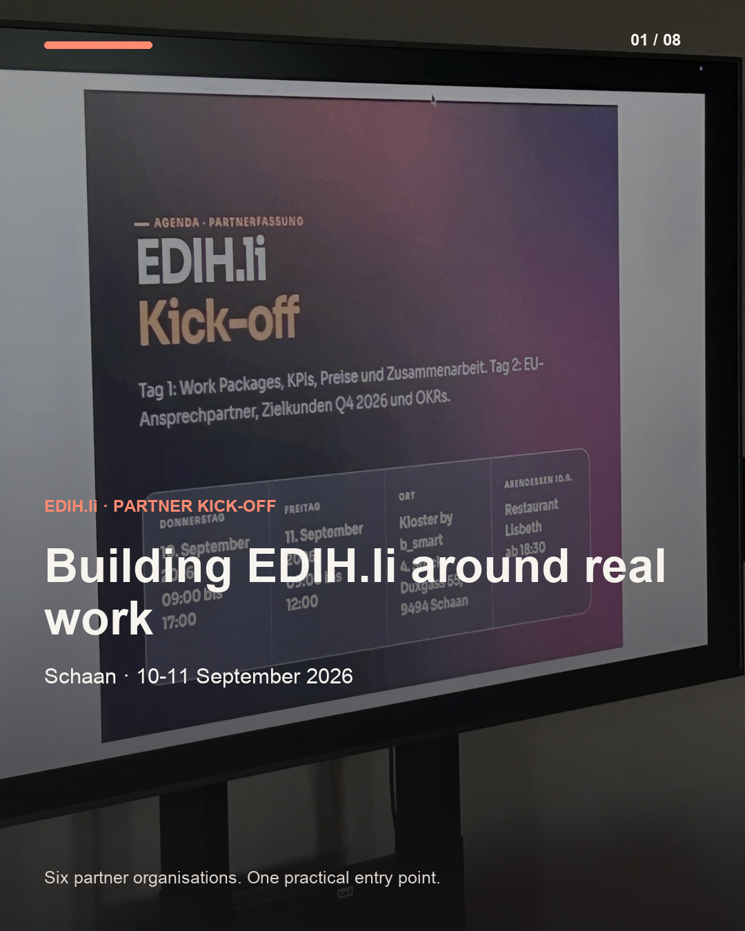 Cover of the EDIH.li photo story from the partner kick-off in Schaan