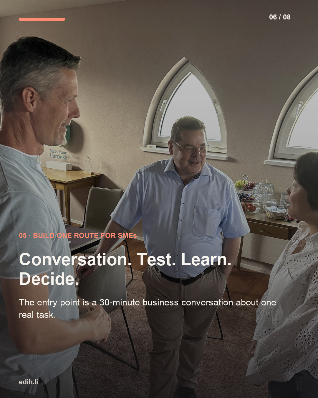 Conversation, test, learning and decision