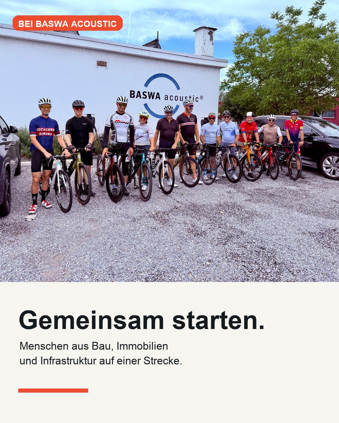 Die Teilnehmenden des Construction Ride vor BASWA acoustic