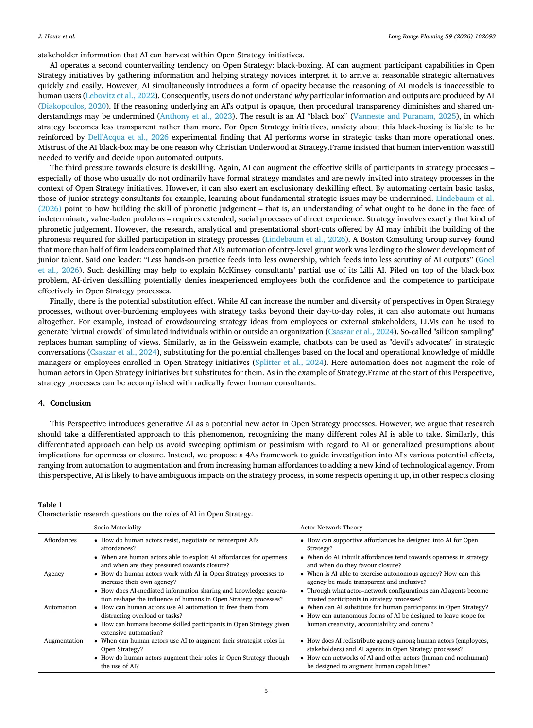 Seite 5 / 8: Open strategy and AI: A new actor in the strategy process?