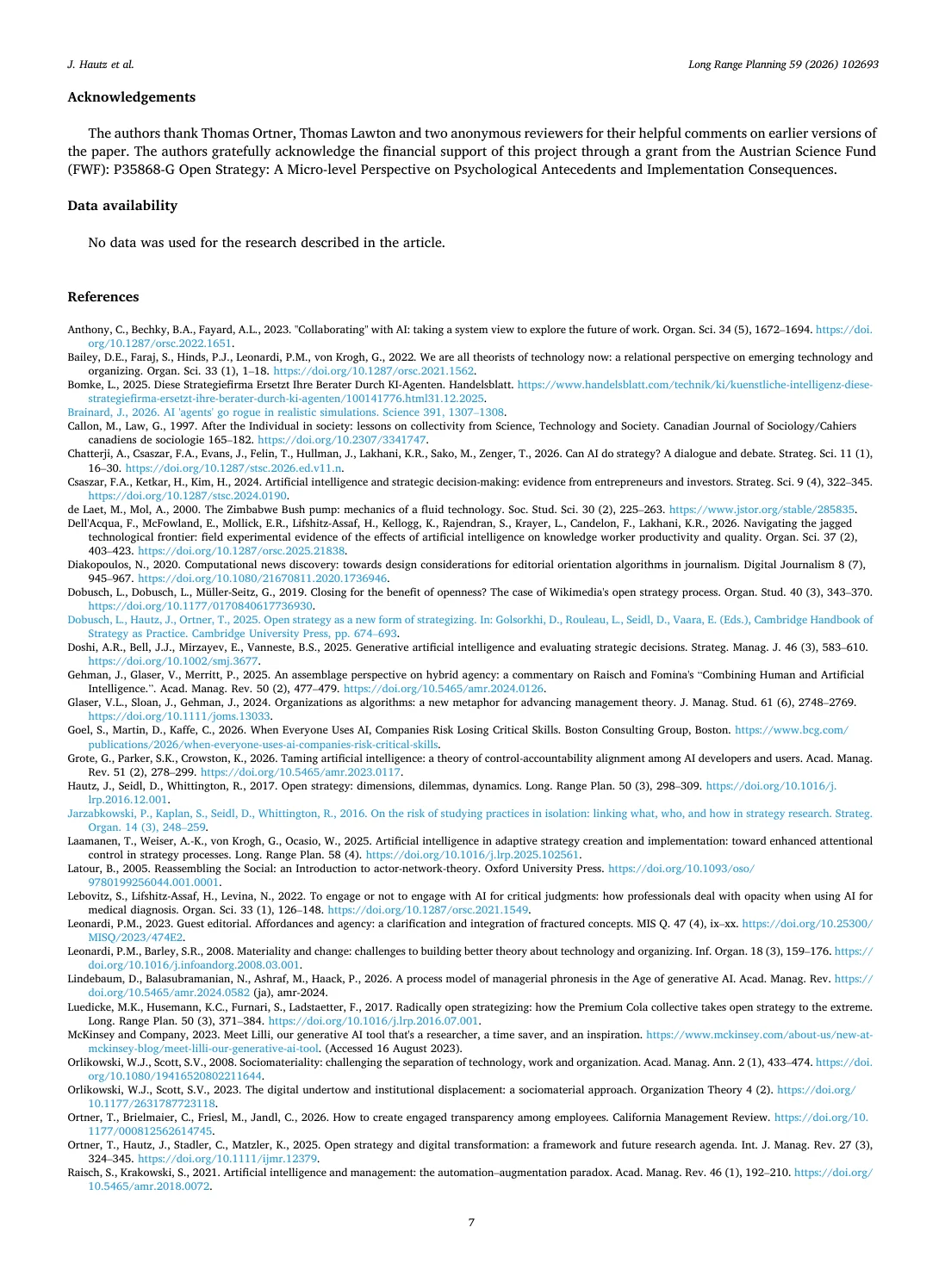 Seite 7 / 8: Open strategy and AI: A new actor in the strategy process?